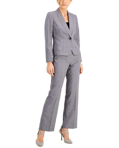 Le Suit Petites Window Pane 2pc Pant Suit - Gray