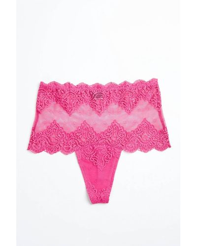 Only Hearts So Fine Lace High Cut Thong - Pink