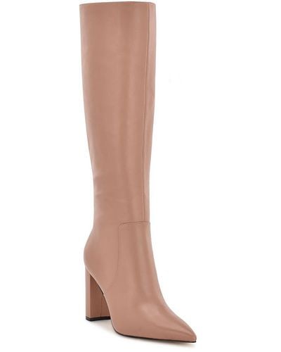 Nine West Danee Wide Calf Leather Knee-high Boots - Brown