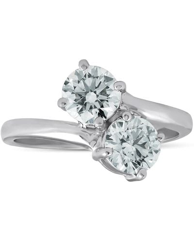 Pompeii3 1 1/2 Ct Two Stone Diamond Forever Us Engagement Ring - Gray
