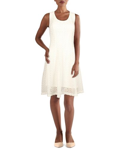 Signature By Robbie Bee Petites Lace Sleeveless Fit & Flare Dress - White