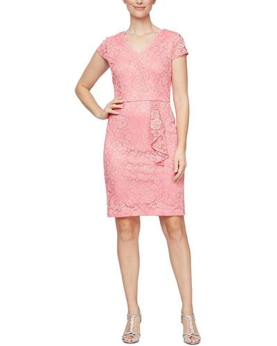 SLNY Lace Knee-length Sheath Dress - Pink