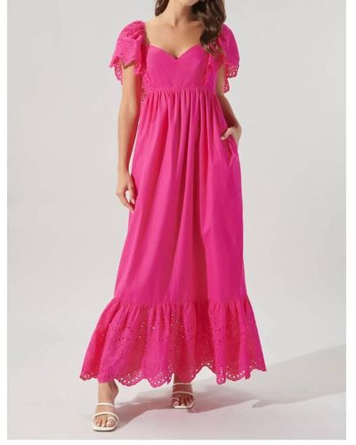 Sugarlips Wild At Heart Eyelet Maxi Dress - Pink