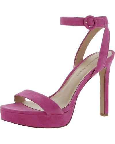 Veronica Beard Darcelle Buckle Ankle Strap Heels - Pink