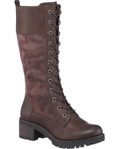 Gc Shoes Rook Faux Leather Round Toe Combat & Lace-up Boots - Brown