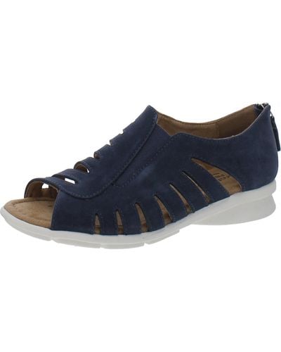 Comfortiva Suede Zipper Gladiator Sandals - Blue