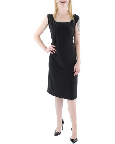 R & M Richards Plus Glitter Sleeveless Cocktail And Party Dress - Black
