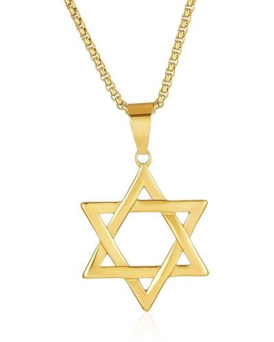 Crucible Jewelry Crucible Los Angeles Large Star Of David Stainless Steel Necklace - Metallic