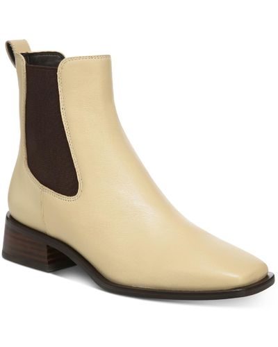 Sam Edelman Thelma Leather Square Toe Ankle Boots - Natural