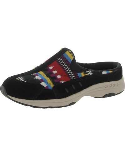 Easy Spirit Traveltime 628 Suede Embroidered Slip-on Sneakers - Black