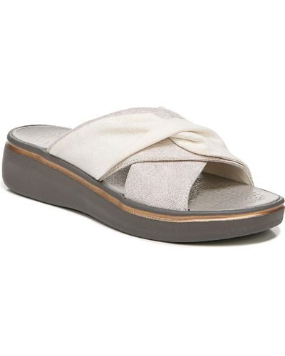Bzees Take A Bow Faux Leather Slip On Wedge Sandals - Gray