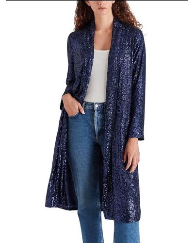 Steve Madden Show Stopper Sequin Duster In Navy - Blue