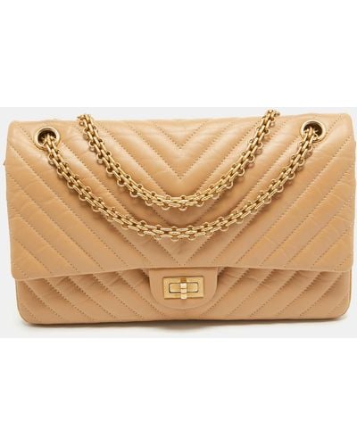Chanel Chevron Leather 226 Reissue 2.55 Flap Bag - Natural