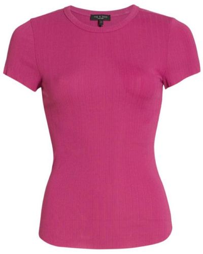Rag & Bone The Slub Short Sleeve Crew Neck T-shirt Fuchsia - Pink