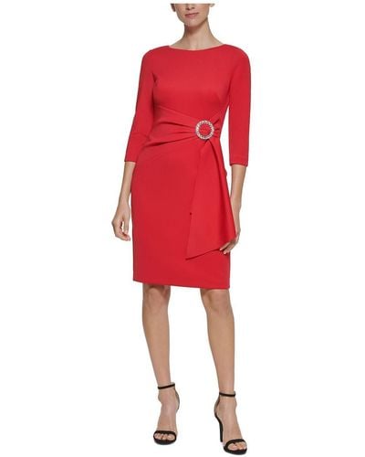 Eliza J Embellished Knee Length Shift Dress - Red