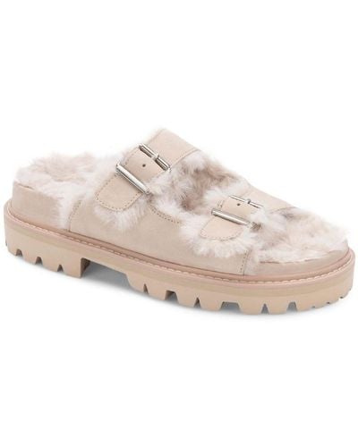 Dolce Vita Neelo Faux Fur Slip On Platform Sandals - Pink