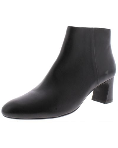 Vaneli Dany Leather Block Heel Ankle Boots - Black