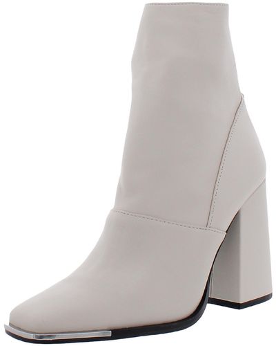 Steve Madden Excess Leather Square Toe Ankle Boots - Gray
