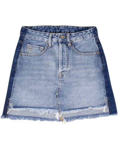 Marcelo Burlon Vintage Wash Denim Mini Skirt - Blue