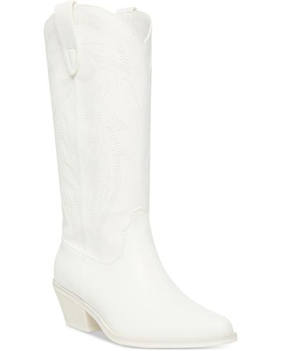 Madden Girl Redford Faux Leather Knee-high Cowboy - White