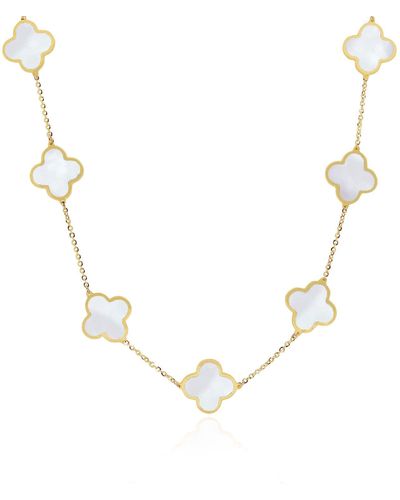 The Lovery Large Mother Of Pearl Clover Necklace - White