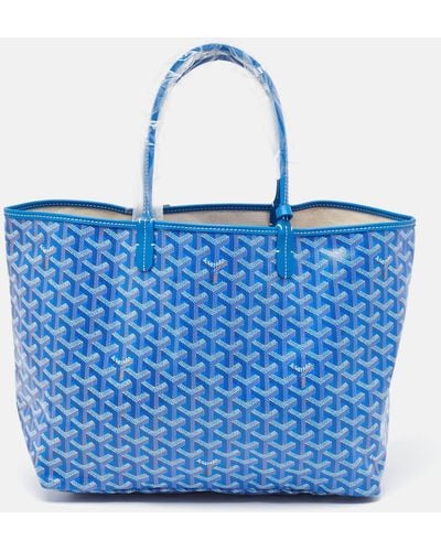 Goyard Ine Coated Canvas And Leather Saint Louis Pm Tote - Blue