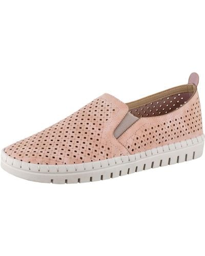 Easy Street Fresh Faux Leather Perforated Loafers - Pink