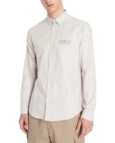 Armani Exchange Cotton Long Sleeve Button-down Shirt - White