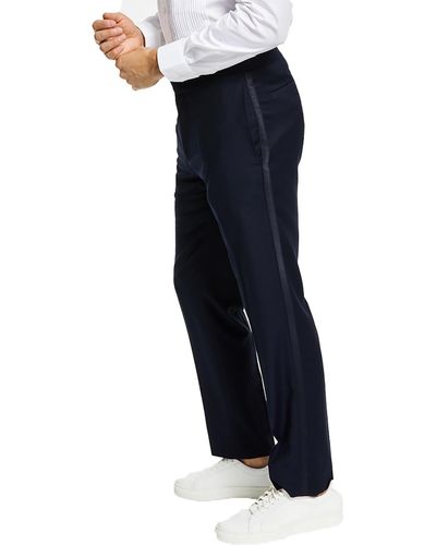 Alfani Slim Fit Flat Front Suit Pants - Blue
