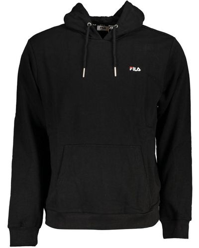 Fila Sleek Hooded Sweatshirt With Embroidery - Black