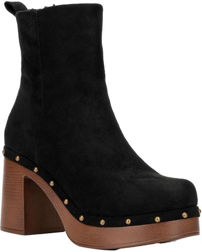 New York & Company Vanna Round Toe Block Heel Block Heels - Black