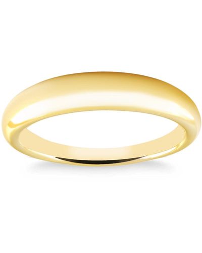Pompeii3 14k Yellow Gold Stackable High Tapered Dome Polished Band Shiny Ring - Metallic