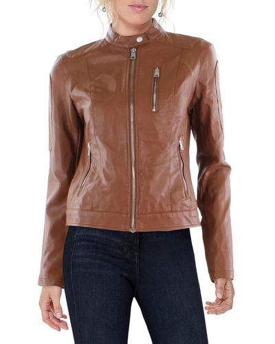 Levi's Faux Leather Collared Motorcycle Jacket - Blue