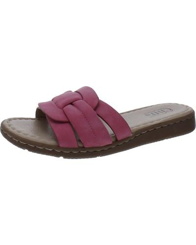 White Mountain Squarely Faux Shearling Slide Sandals - Purple