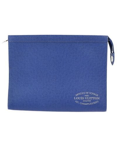 Louis Vuitton Pochette Voyage Leather Clutch Bag (pre-owned) - Blue
