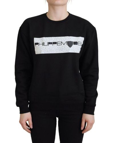 Philippe Model Printed Long Sleeves Pullover Sweater - Black