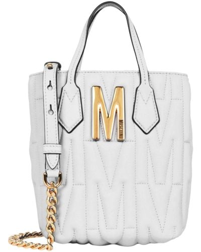 Moschino Quilted Monogram Shoulder Bag - White