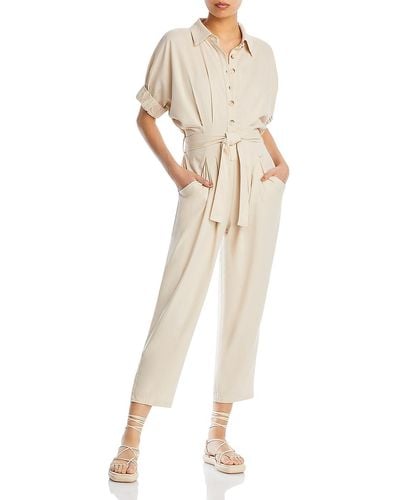 Blank NYC Cropped Collar Jumpsuit - Natural
