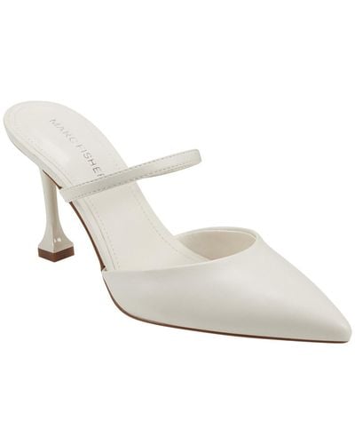 Marc Fisher Hadais 4 Faux Leather Pointed Toe Mules - White