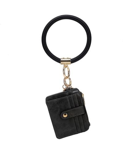 MKF Collection by Mia K Jordyn Vegan Leather Bracelet Keychain With A Credit Card Holder - Black