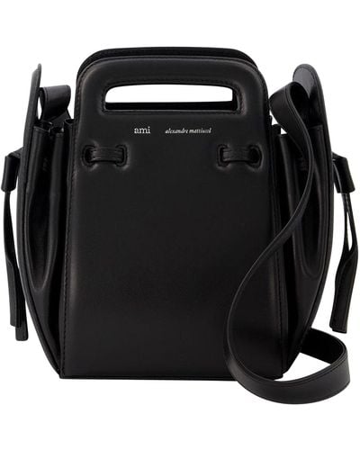 Ami Paris Accordion Bucket Bag - Black