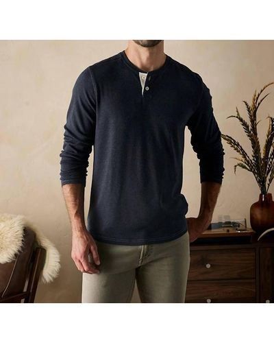 The Normal Brand Puremeso Two Button Henley Shirt - Blue