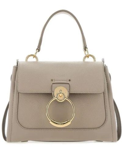 Chloé Calf Leather Tess Handbag - Natural