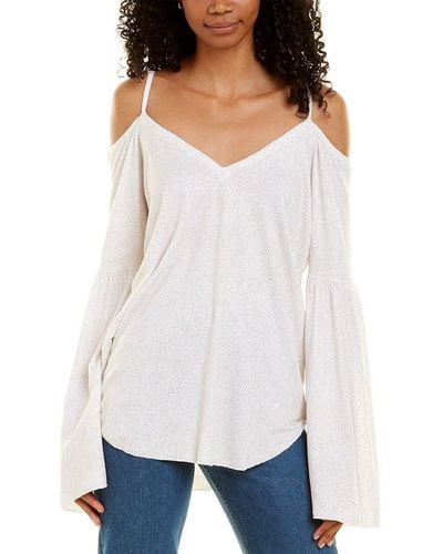 Chaser Brand Glitter Jersey Flounce Top - White