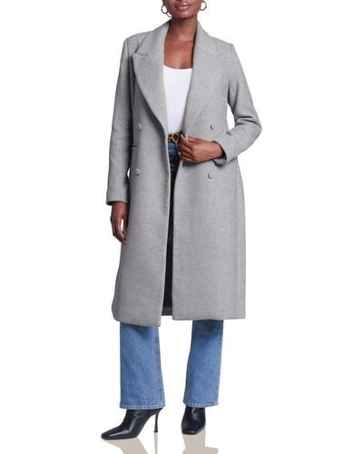 Avec Les Filles Wool Blend Double-breasted Wool Coat - Gray