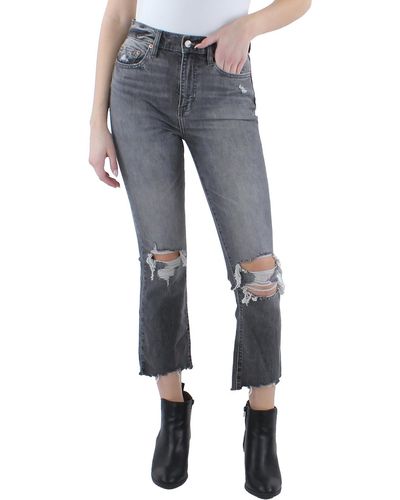 DAZE High Rise Distressed Cropped Jeans - Blue