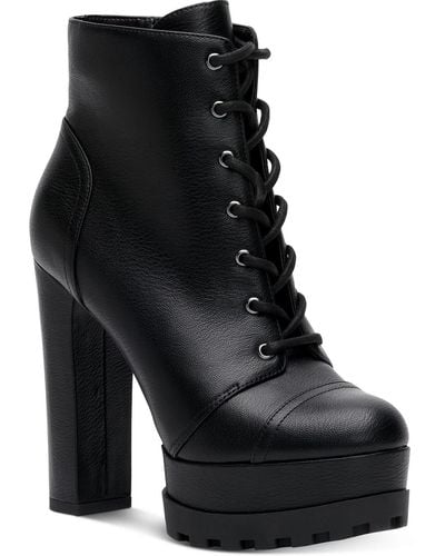 Jessica Simpson Imala Faux Leather Ankle Combat & Lace-up Boots - Black