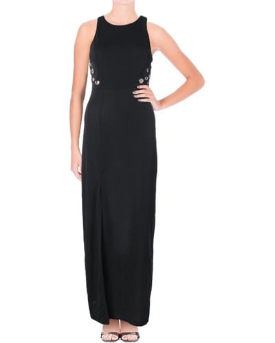 Aqua Grommet Sleeveless Maxi Dress - Black