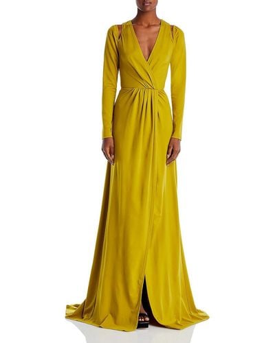 Yaura Layo Cut-out Faux Wrap Evening Dress - Yellow