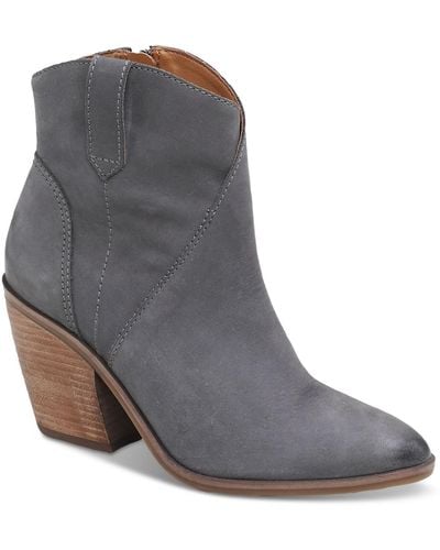 Lucky Brand Loxona Leather Side Zip Ankle Boots - Gray